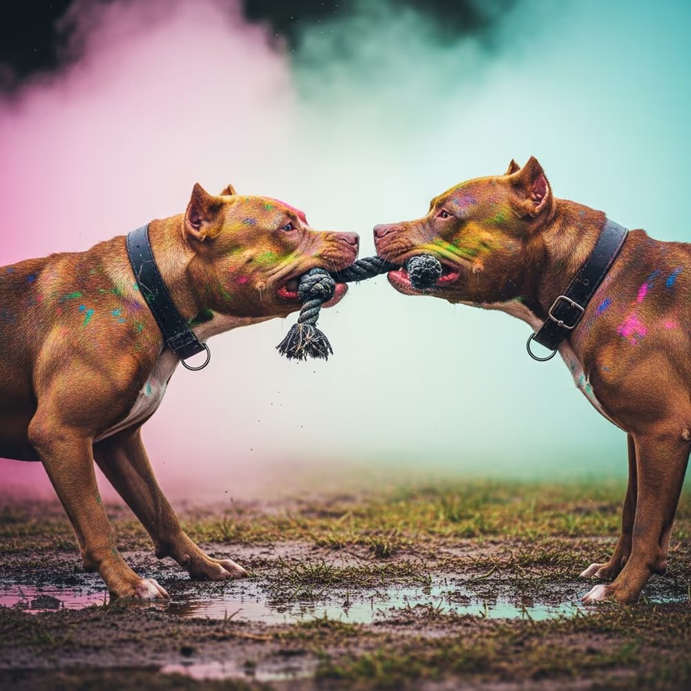 BarkCanvasNFT's tweet photo. Eye to Eye โผ๏ธ๐๐
Hello #SplatterLegions fam !!!
#AmericanPitBulls... they mean business... ๐คจ
#SLEN 135 @ 0.005 $ETH on #Polygon
https://t.co/aaTNWOw5DT
1/1 #NFT #NatureNFT #DogNFT #TugWar #American #PitBull #muddy #Pull #AIArt #NFTArt #PhotographyAI #staring #EyetoEye