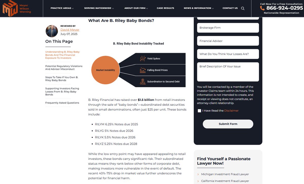 bbbyq_qybbb's tweet image. "B. Riley Financial has raised over $1.5 billion from retail investors through the sale of “baby bonds”..."
B. Riley Baby Bonds??? 🔍🤨
Dated July 7th, 2025: investorclaims.com/blog/b-riley-b…