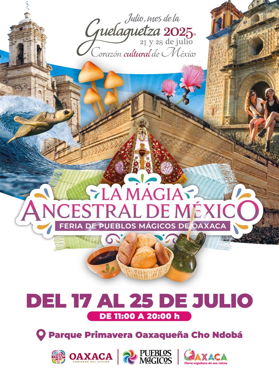 Guelaguetza Oficial (@guelaguetzaof) on Twitter photo ¡Explora la riqueza de Oaxaca en "La Magia Ancestral de México" Feria de los Pueblos Mágicos! Disfruta de un recorrido por nuestros Pueblos Mágicos y el Barrio Mágico de Jalatlaco.
Vive la #Guelaguetza2025 en el <a href="/parqueprimoax/">Parque Primavera Oaxaqueña</a> Cho ndobá.
#CorazónCulturalDeMéxico ¡Explora la riqueza de Oaxaca en "La Magia Ancestral de México" Feria de los Pueblos Mágicos! Disfruta de un recorrido por nuestros Pueblos Mágicos y el Barrio Mágico de Jalatlaco.
Vive la #Guelaguetza2025 en el <a href="/parqueprimoax/">Parque Primavera Oaxaqueña</a> Cho ndobá.
#CorazónCulturalDeMéxico
