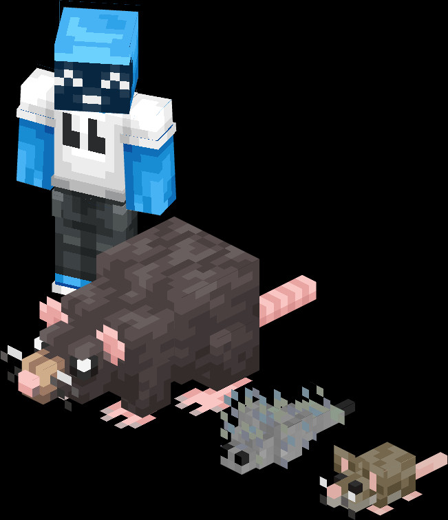 The Mouse - an uncommon enemy found within caves and dungeons. Beware, in dungeons these mobs try to surprise their foes, often will they use tiny passages, or hide in chests...  #pixelart #minecraft #blockbench #idea