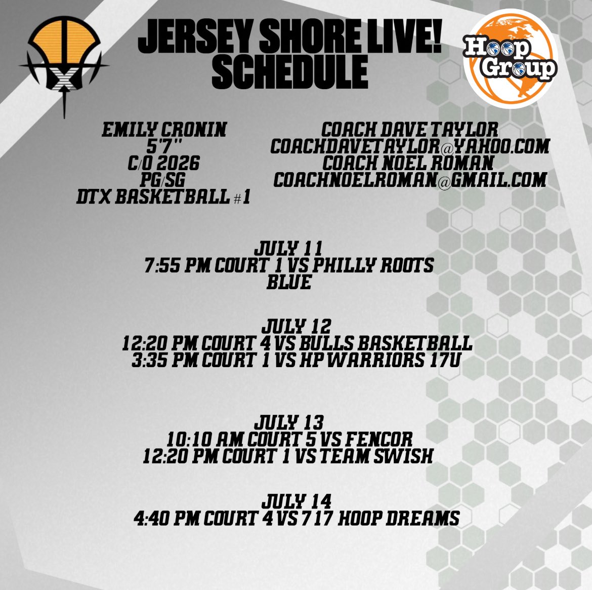 Emily Cronin (@emily_cronin01) on Twitter photo Here is my schedule for @Hoopgroup, “The Jersey Shore Live” with <a href="/DTXBasketball/">DTX BASKETBALL</a> . Looking forward to a great weekend. <a href="/CoachNoelroman/">Noel Roman</a> <a href="/DTX_Recruiting/">DTX Recruiting - Connecticut</a> <a href="/BashHoopsNE/">Bash Hudson</a> Here is my schedule for @Hoopgroup, “The Jersey Shore Live” with <a href="/DTXBasketball/">DTX BASKETBALL</a> . Looking forward to a great weekend. <a href="/CoachNoelroman/">Noel Roman</a> <a href="/DTX_Recruiting/">DTX Recruiting - Connecticut</a> <a href="/BashHoopsNE/">Bash Hudson</a>