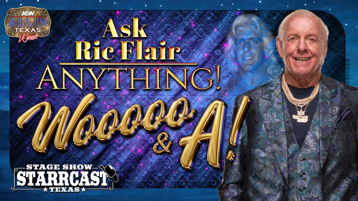 Starrcast (@starrcastevents) on Twitter photo WOOOOO! The Dirtiest Player in the Game is coming to Starrcast Texas for an unfiltered, uncensored LIVE Q&A like only The Nature Boy can deliver!
Get your bracelets now to Ask <a href="/RicFlairNatrBoy/">Ric FlairĀ®</a> Anything! WOOOOO! The Dirtiest Player in the Game is coming to Starrcast Texas for an unfiltered, uncensored LIVE Q&A like only The Nature Boy can deliver!
Get your bracelets now to Ask <a href="/RicFlairNatrBoy/">Ric FlairĀ®</a> Anything!