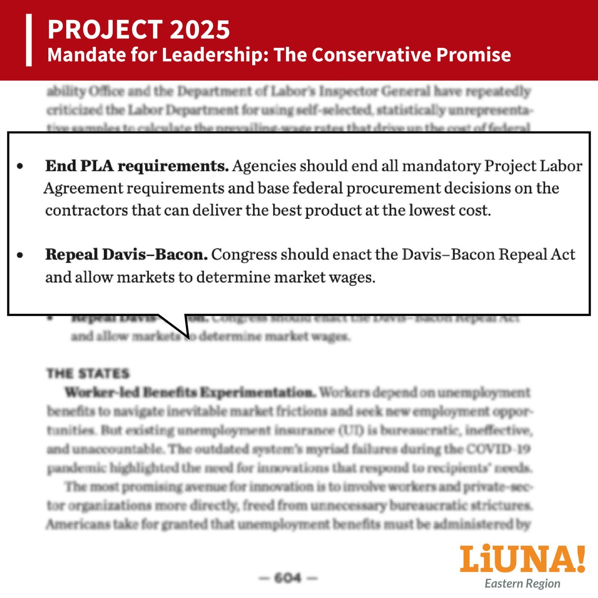🤬 The BBB's attack on <a href="/LIUNA/">LIUNA</a> green-energy jobs is one part of the #Project2025 anti-union playbook.

Another's repealing #DavisBacon Prevailing Wage (pg 604).

Whether it's his plan or not, the Trump administration's enacted 40% of Project 2025 so far: 
latimes.com/politics/story…
