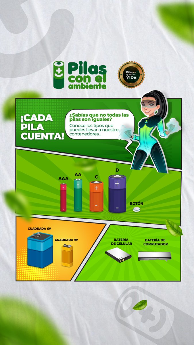 🔋 ¡Cada pila cuenta!  Desde las más pequeñas hasta las más potentes, todas las pilas y baterías pueden tener un nuevo propósito si las entregas en el lugar adecuado.
💡 Cada entrega es una decisión inteligente que ayuda a construir un futuro más consciente.