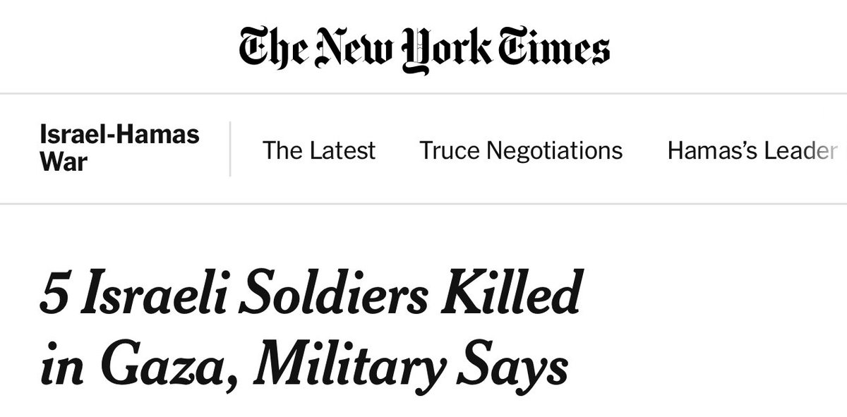 Israel has been killing about 100 Palestinians a day in Gaza, yet there are zero headlines about it in NYT over the last week.

The New York Times prioritizes the deaths of soldiers committing genocide over their victims.