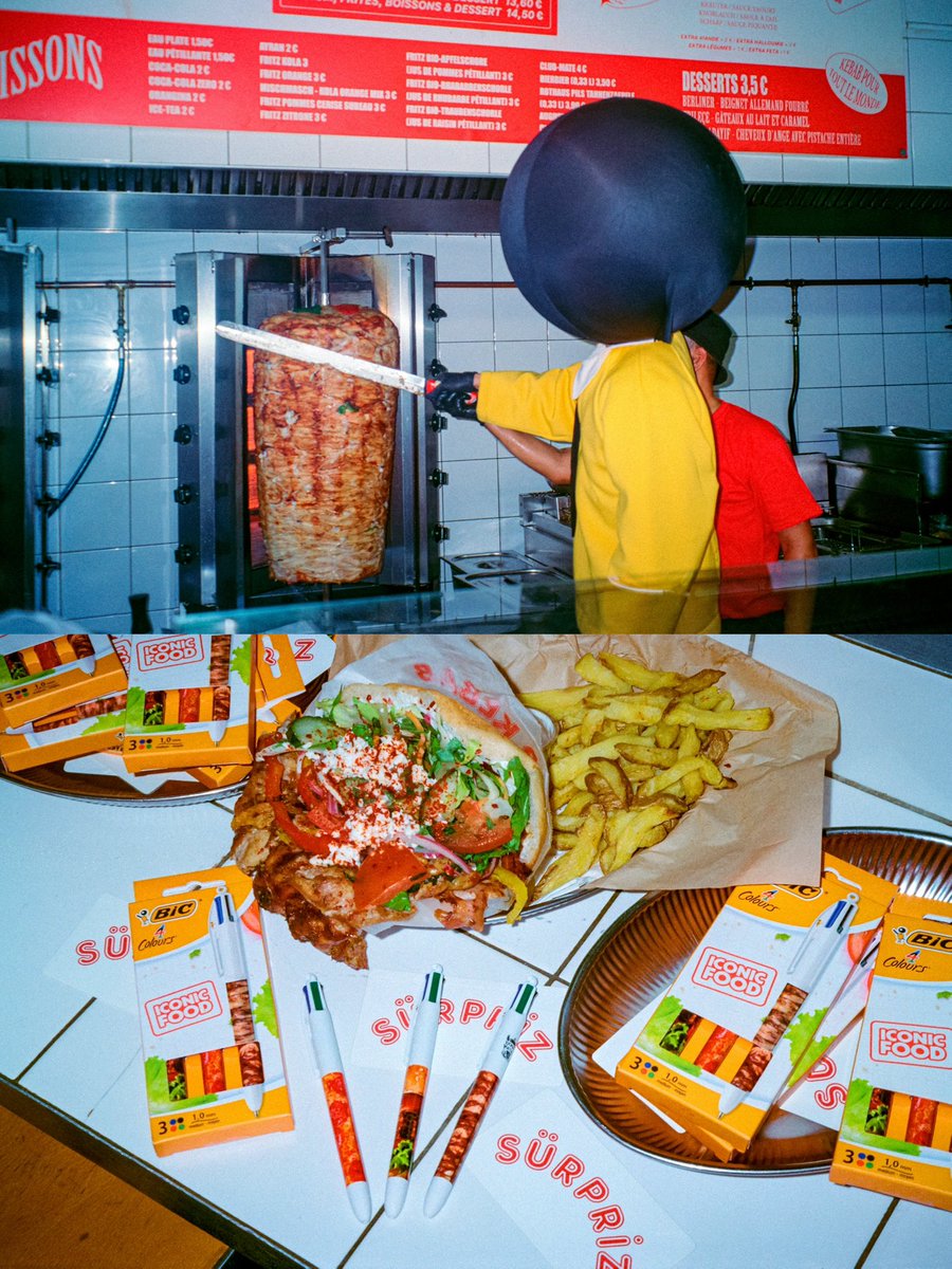 maximevisticot's tweet image. J’ai photographié la sortie des stylos BIC kebab, pizza et burger à l’argentique 🥙🎞️