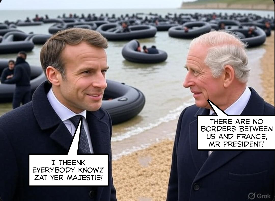 Meanwhile His Majesty the King announces there are "no borders" with France.

I can't help but feel he's a few years behind on the news (?)  Just a hunch!