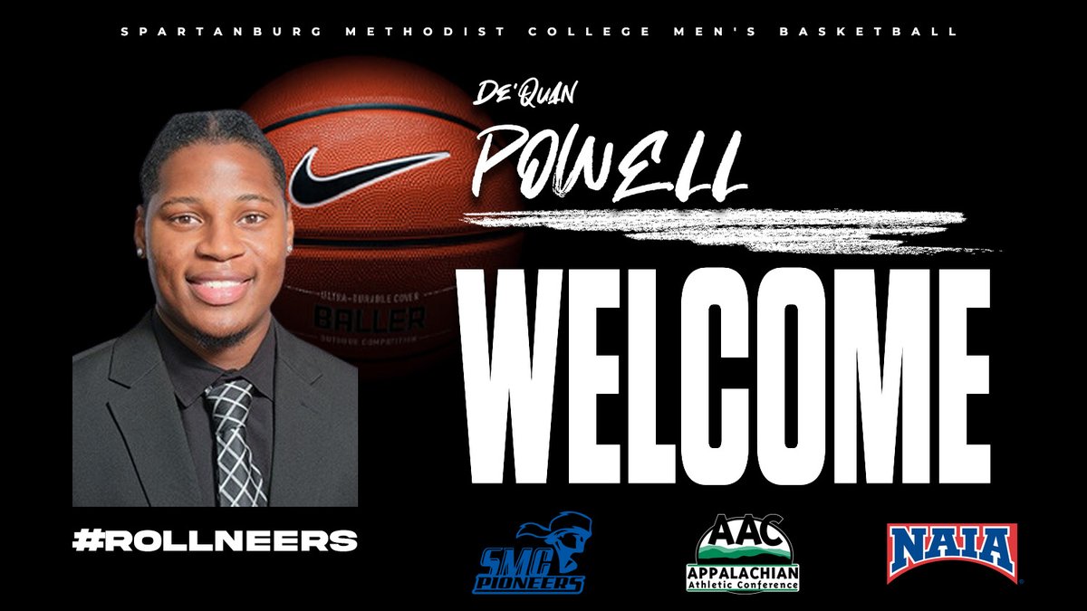 🚨 NEWS! 🏀 De'Quan Powell Named Assistant Men's Basketball Coach at Spartanburg Methodist College. Read more at gosmcpioneers.com/x/mxzr7  
#PlayNAIA #RollNeers #TheRightWaytoPlay