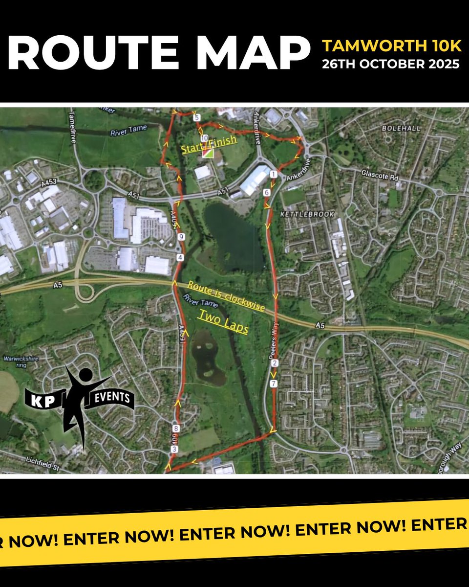 Here is the Tamworth 10K route map - have you got what it takes?

Enter the Tamworth 10K here: tamworth10k.co.uk

🏃💪
#KPEvents #RunStrong #Tamworth10K