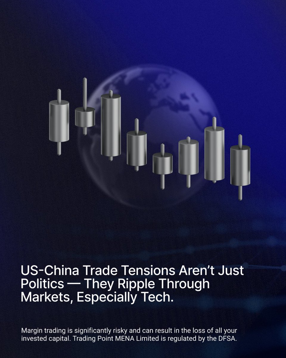 XMMENA's tweet image. Tech stocks vs. trade wars 💻⚔️
Ever wondered how global tensions hit your charts?
Swipe to find out 👀 
Keep learning with us ➡️ Link in bio.
#XMMENA #LearnWithXM #Stocks #Geopolitics #MarketMoves #Trading