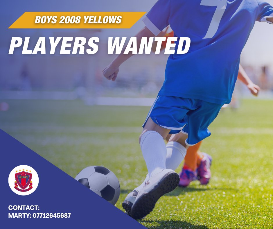 Dundee West Yellows 2008: Players Wanted! 🟡⚽️

Dundee West 08 Yellows are looking for experienced players to strengthen the squad for the new season!

If you are interested please contact Marty on 07712645687 📞

#SimplyTheWest 🔴🔵 #JoinTheClub