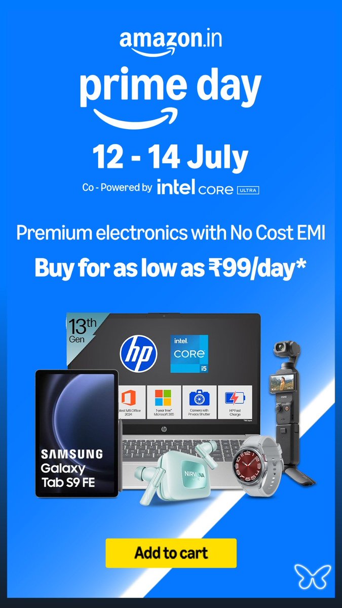 Amazon Prime Day Sale 2025 voucher giveaway, Day 2
1 lucky winner wins a voucher  😍 

ELECTRONICS DEALS REVEALED 

Which premium electronic deal are you most excited about?

1. HP 13th Gen Intel i3 Laptop
2. Samsung Galaxy Tab S9 FE
3. Samsung Galaxy Watch6 Classic LTE
4. Boat