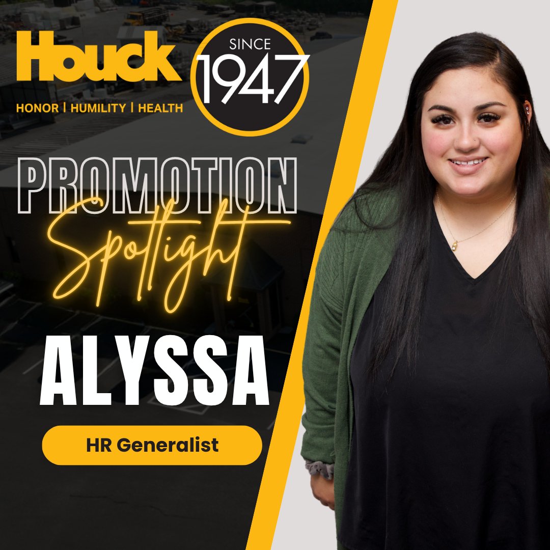 ✨Talent Tuesday✨

🎉 Congrats to Alyssa on her promotion to HR Generalist! 🎉

#HouckTeam #EmployeeSpotlight #PromotionCelebration