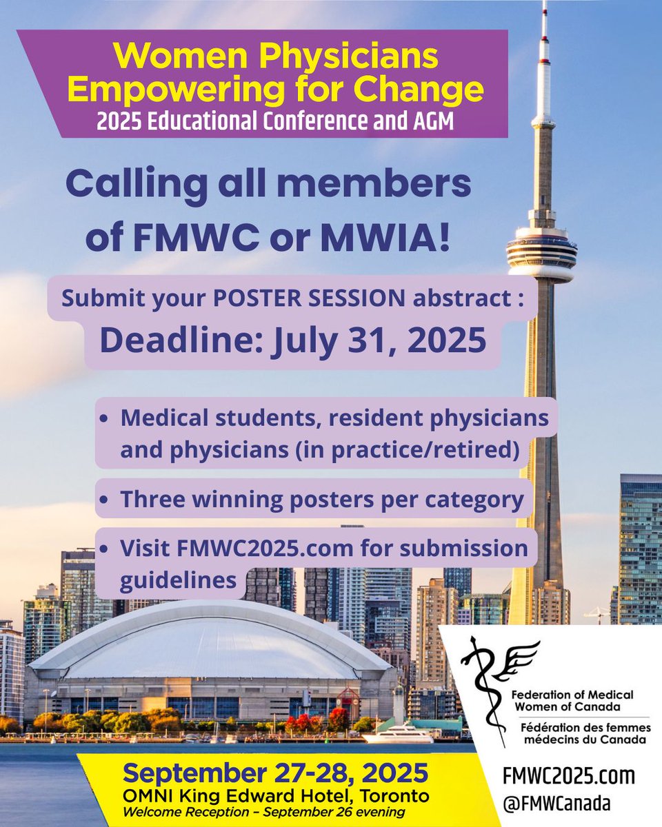 Call for POSTER Abstracts for the FMWC conference and AGM on September 27 and 28. Visit cstu.io/881433 for submission guidelines and eligibility criteria. 👉Submission Deadline: July 31, 2025

 #FMWCAGM2025 #WomensHealth #MedicalInnovation #NetworkingOpportunitie