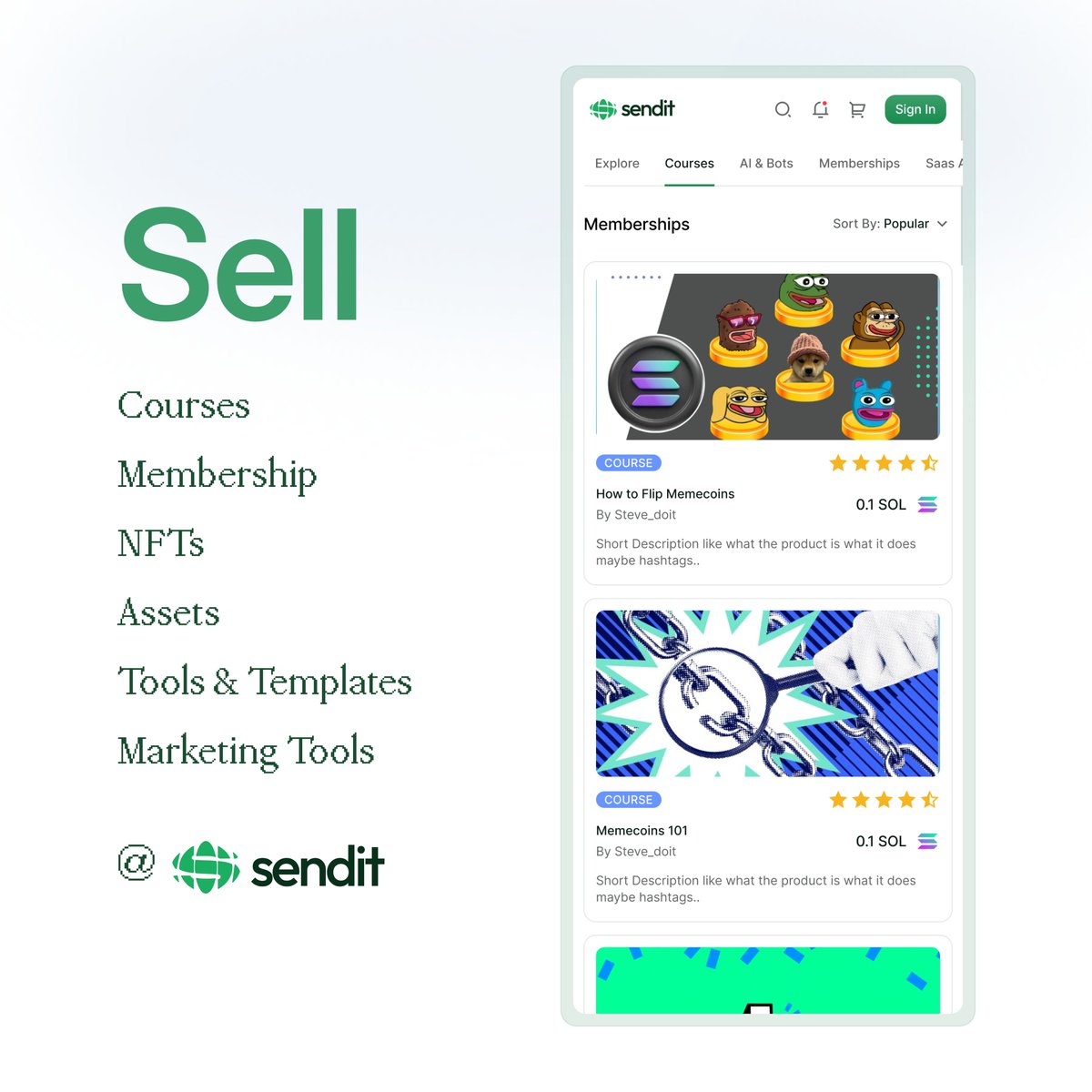 Who knew you could earn passive income in stablecoins without holding any crypto?

We did.

How? Sell your digital products on Sendit.