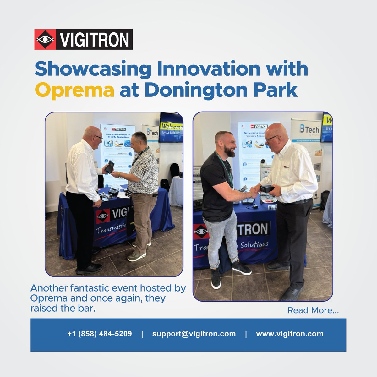 VigitronInc's tweet photo. Just wrapped up a great day at Donington Park with Oprema!
We showcased our newest:
Fiber converters
1G/10G surge protectors
The Vi30104U — 90W rugged PoE switch
The Vi30105U — 5-port 1G, 90W Industrial PoE switch
The highly popular Vi00103 PoE splitter

#Vigitron #Networking https://t.co/AdfEjKBNIW