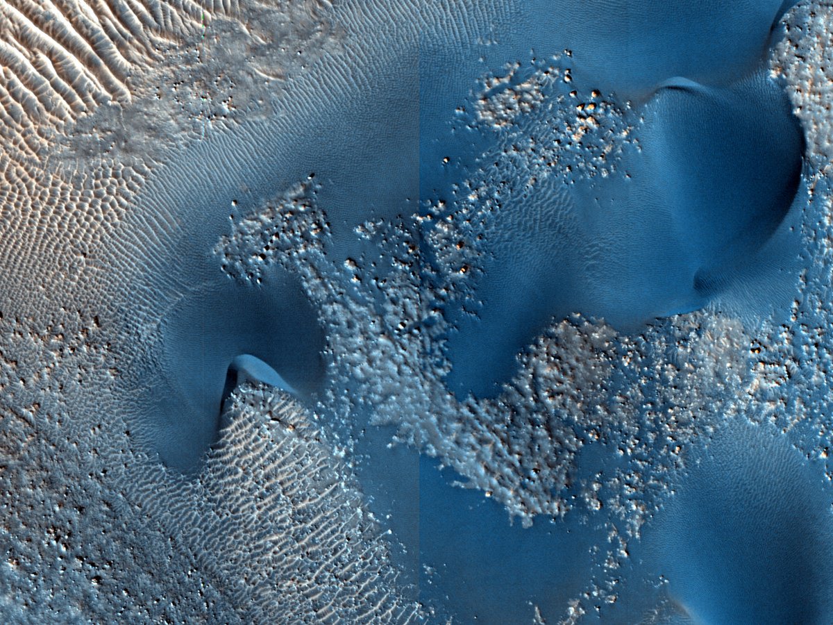 A Diversity of Dunes in Renaudot Crater

Both dark and light-toned dunes are located on the floor of this crater. The dark-toned dunes are likely basaltic sand while the light-toned dunes source from other materials. 

More: uahirise.org/ESP_085411_2225

#Mars #NASA #science