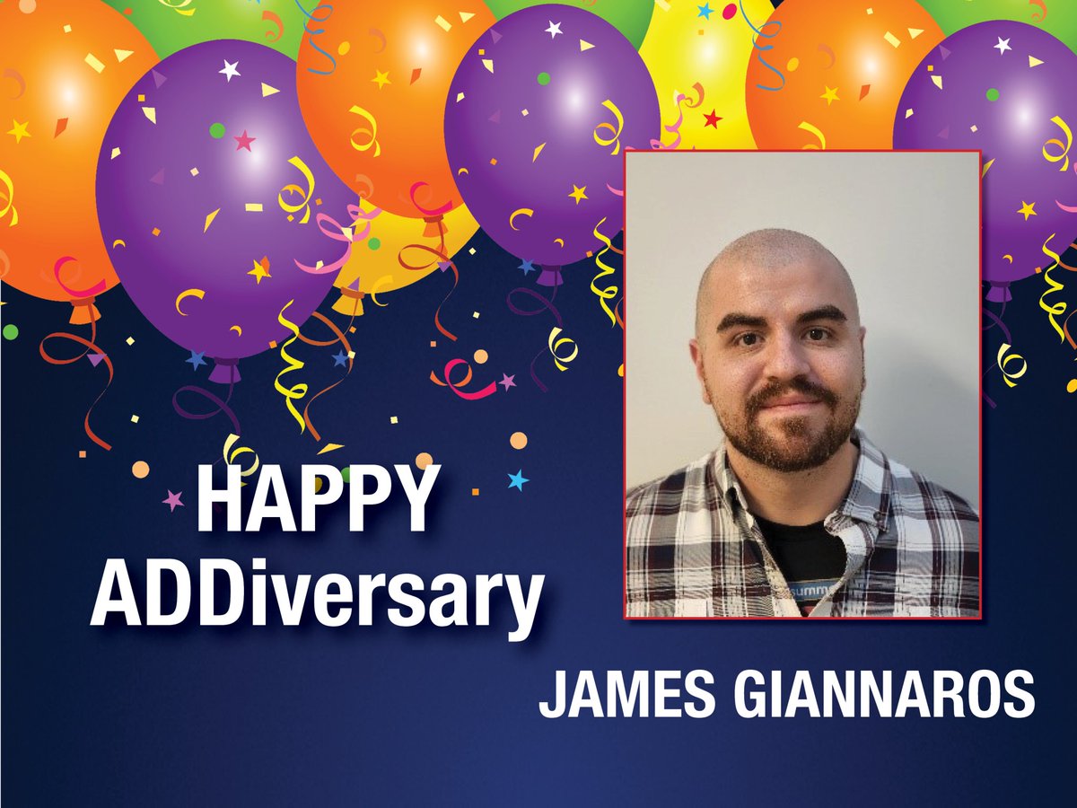 Happy ADDiversary to James Giannaros! Thank you for 5 years of supporting the IT department, dedication, and always showing a willingness to help ADD team members.