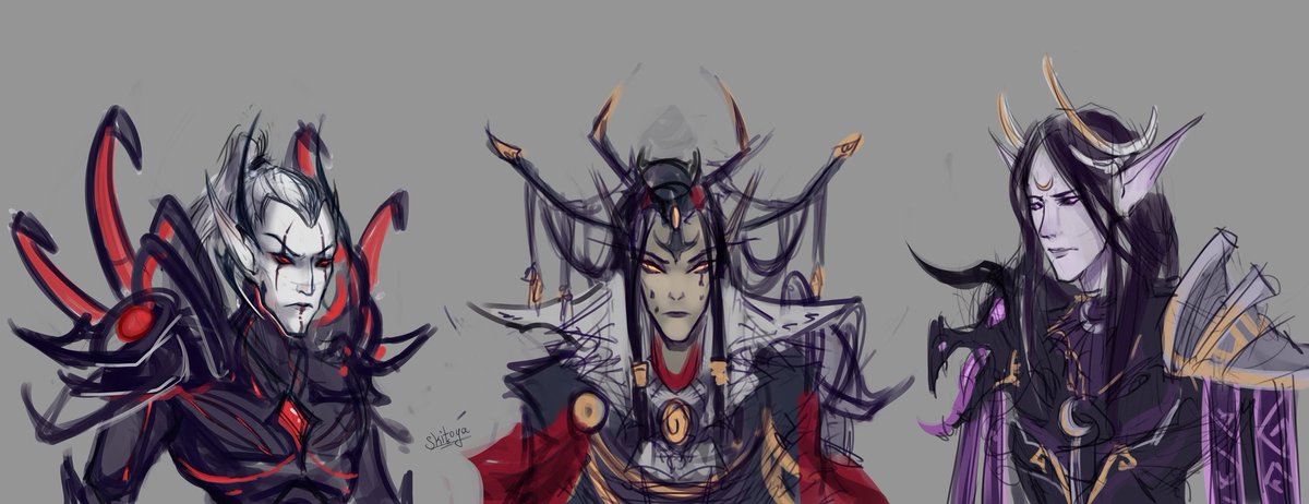 skitoya's tweet image. Quick sketch of different elves from personal project