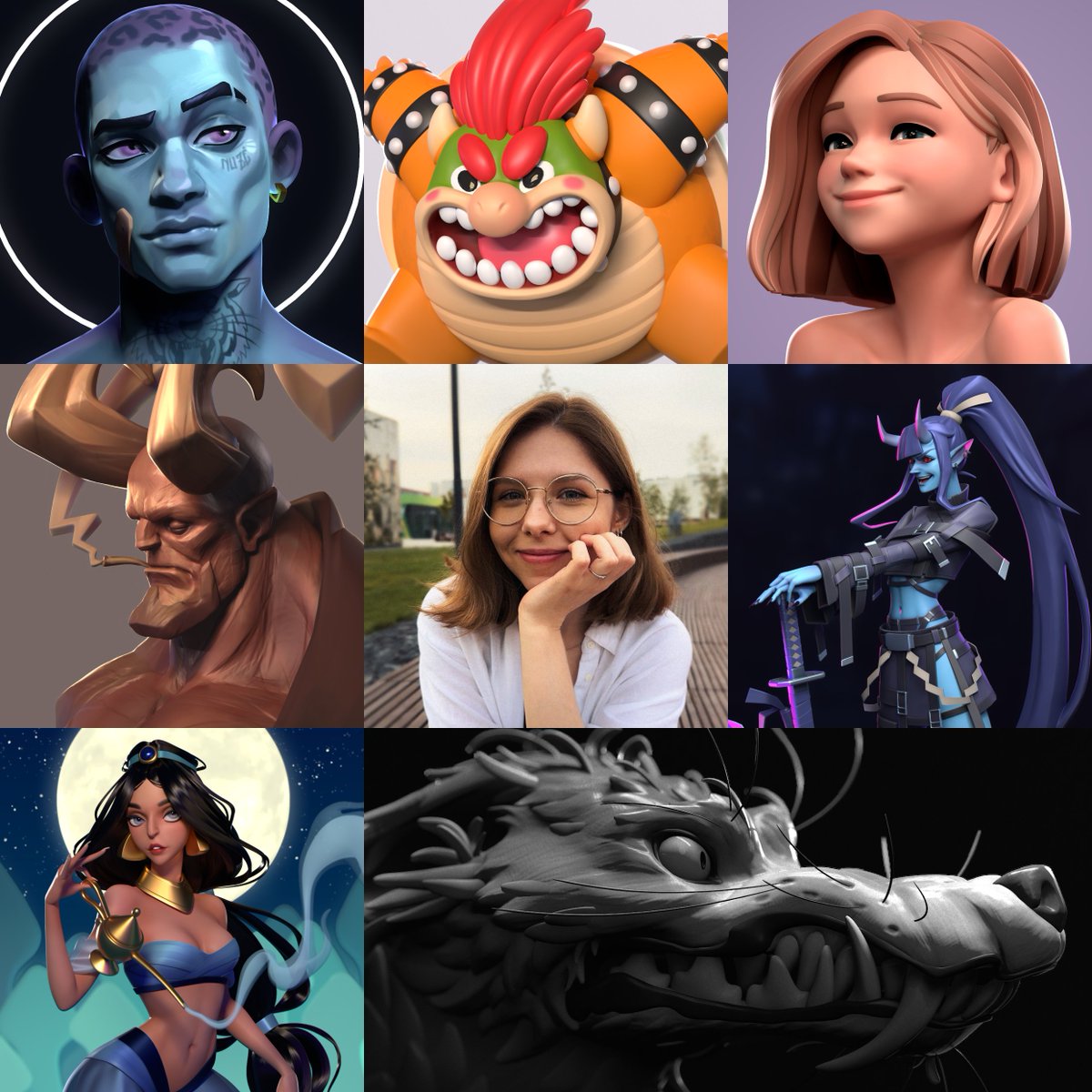 renvirr's tweet image. Hi! I'm Kate, a 3D character artist. I'm currently working on Fortnite, and sculpting stylized characters and creatures in my spare time✨
Here are some of my works :)