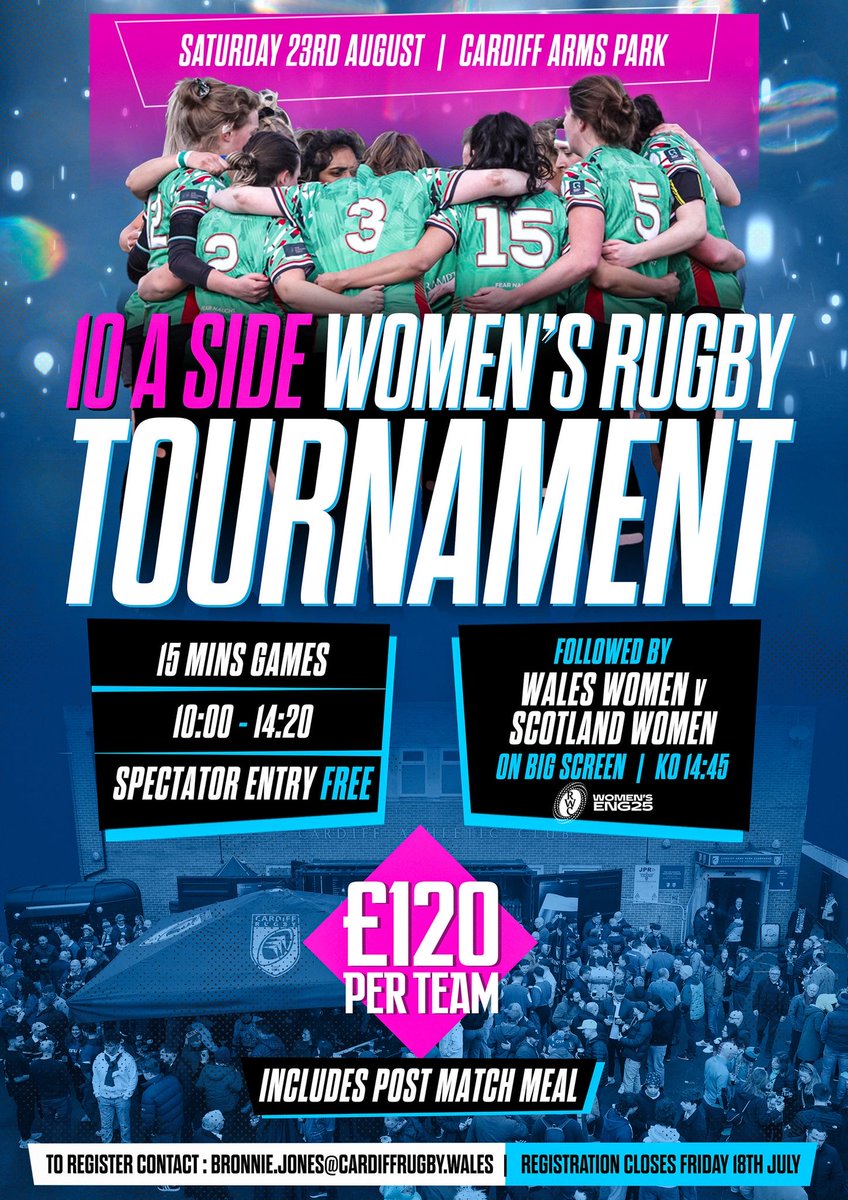 Cardiff Rugby (@cardiff_rugby) on Twitter photo The Women's Rugby World Cup kicks off next month and we will be celebrating it with an incredible day of rugby at the Arms Park.
To get involved, email Bronnie.Jones@cardiffrugby.wales! The Women's Rugby World Cup kicks off next month and we will be celebrating it with an incredible day of rugby at the Arms Park.
To get involved, email Bronnie.Jones@cardiffrugby.wales!