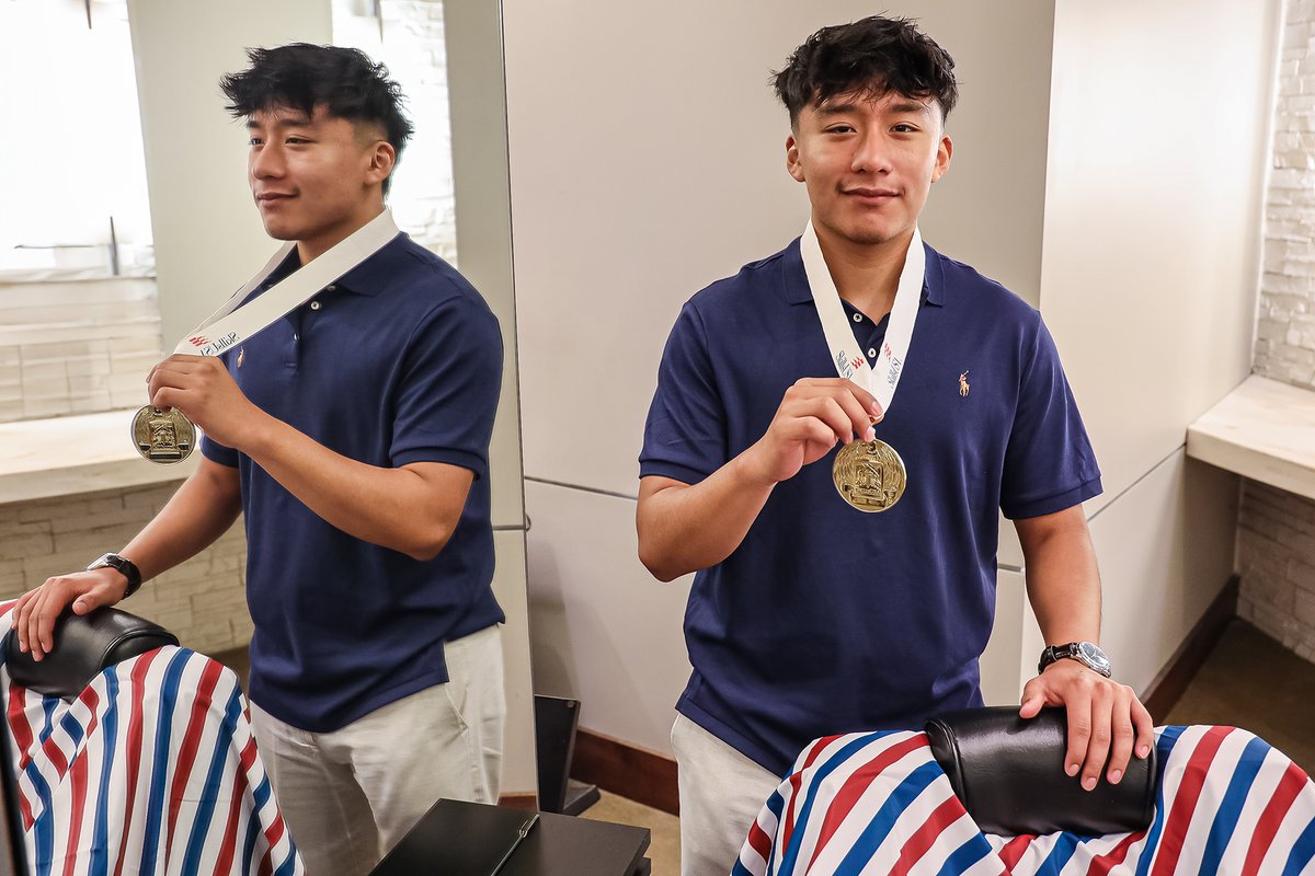 NWSCC's tweet image. Northwest Shoals students proved they are among the nation’s elite as Byron Cotoc-Perez, of Florence, won the gold medal and Olivia Hill, of Savannah, Tenn., placed fourth in the national #SkillsUSA Championships in Atlanta. READ MORE ➡ nwscc.edu/nwscc-barberin… #nwscc #GoPatriots