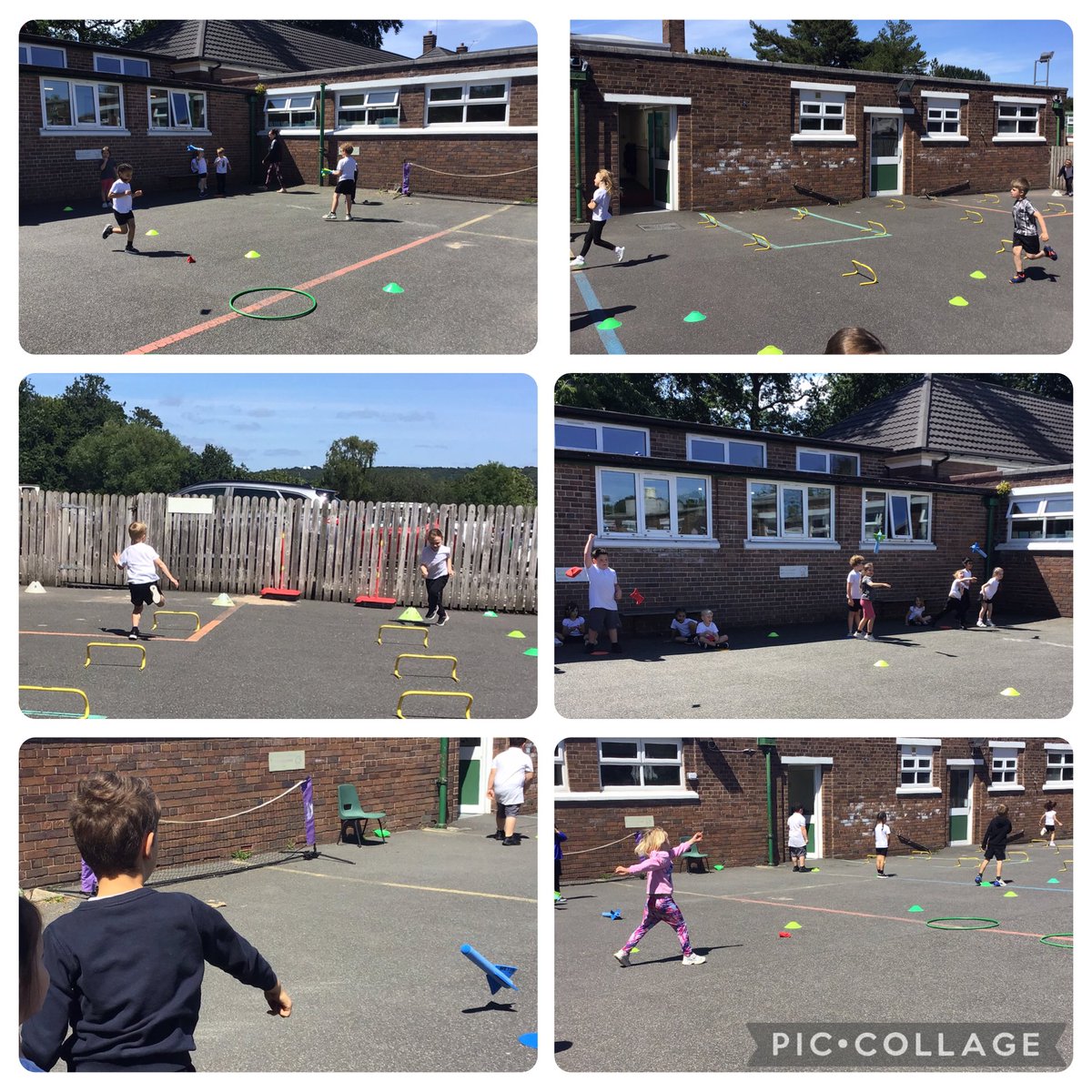Overchurch4's tweet photo. We had a very active time in our #OverchurchPE session today! We pretended that we were competing in the Olympics and did different events, including: hurdles, long jump, throwing and the javelin. https://t.co/d04SQnBOx5