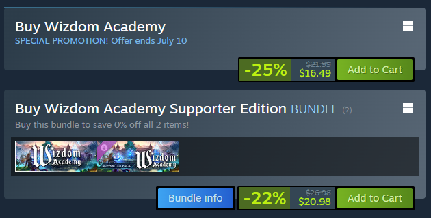 Wizdom Academy ๐งโโ๏ธ (@wizdomgame) on Twitter photo ๐งโโ๏ธ Just a few days left to grab #WizdomAcademy at a magical -25% off on Steam
๐ฐ Build your very own wizard school today!
โจ Offer ends July 10
๐ store.steampowered.com/app/1870590/Wiโฆ ๐งโโ๏ธ Just a few days left to grab #WizdomAcademy at a magical -25% off on Steam
๐ฐ Build your very own wizard school today!
โจ Offer ends July 10
๐ store.steampowered.com/app/1870590/Wiโฆ