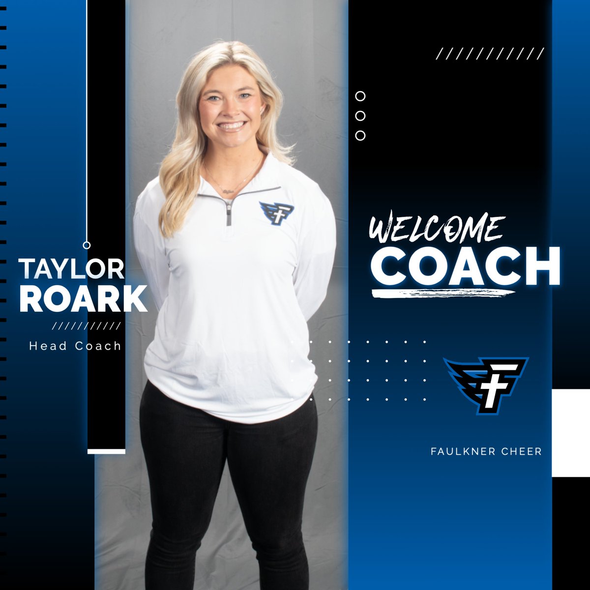FaulknerATHL's tweet image. Faulkner Cheer’s new era starts with Coach Taylor Roark!
