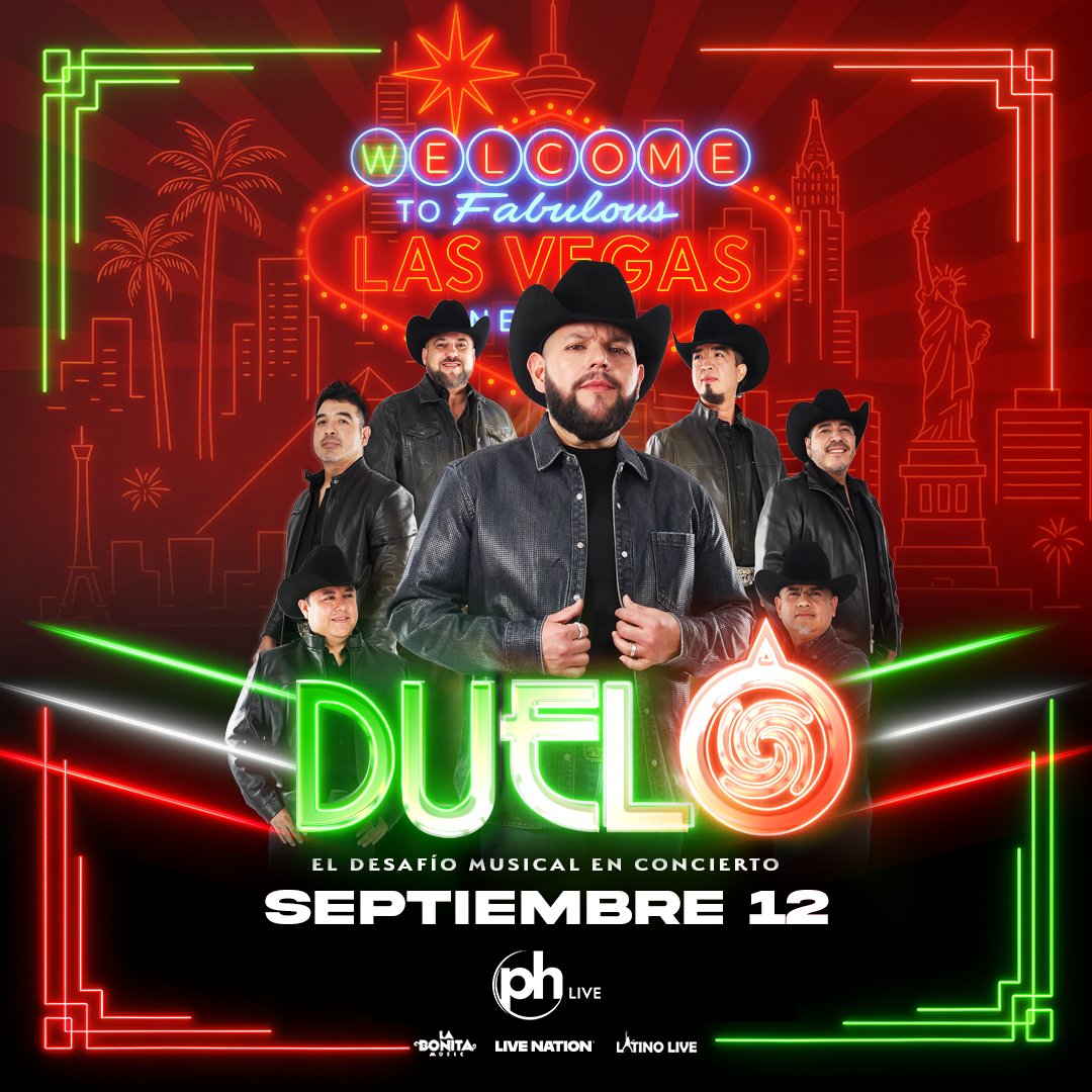 PHVegas's tweet image. Mexican norteño band @thegroupduelo is set to perform over Mexican Independence Day Weekend at PH Live on Friday, Sept. 12, 2025 🥳
Pre-sales will run throughout the week ahead of the general on sale beginning Thursday, July 10 at 10 a.m. PT.
➡️ ➡️ bit.ly/4epmZ0O ⬅️ ⬅️