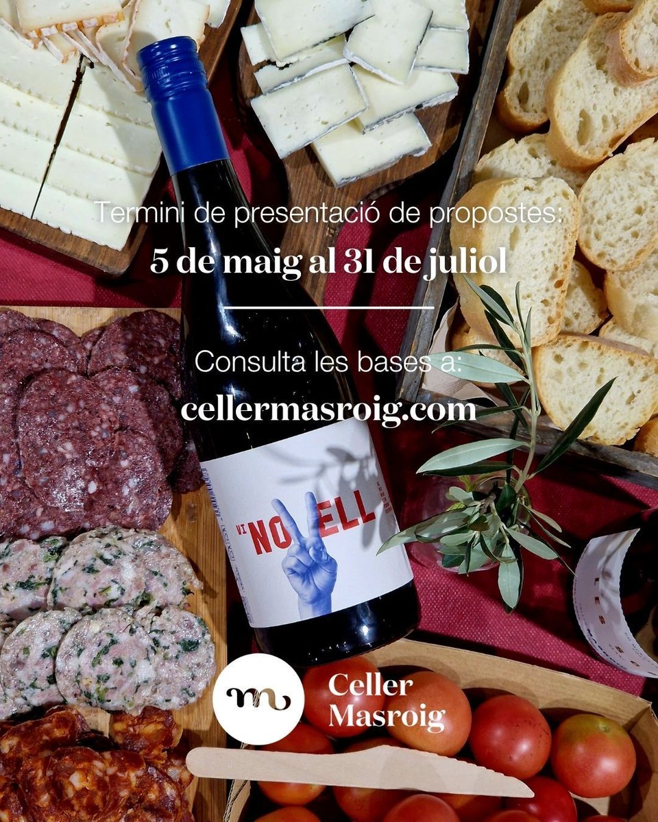 ÚLTIMES SETMANES per presentar la teva proposta! ⚠️ 
El III Concurs d'Etiquetes del Vi Novell del Celler Masroig està a punt d'acabar! Fins el 31 de juliol es poden continuar presentant propostes. 🙌 
👀Consulta les bases del concurs a cellermasroig.com 
#cellermasroig