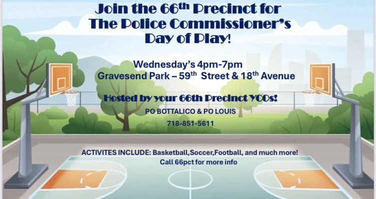 Join us every Wednesday to participate in the Police Commissioner’s Day of Play hosted by your Youth Coordination Officers.