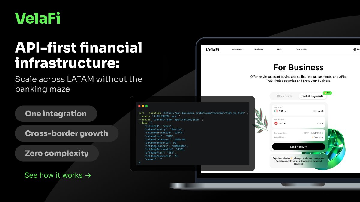 Tired of juggling banks in every country?
Cross-border growth shouldn’t feel like starting 5 businesses.
VelaFi gives you one integration to scale across LATAM no complexity, no banking maze.

Book a call 👇
 lnkd.in/eG6Y6ABj