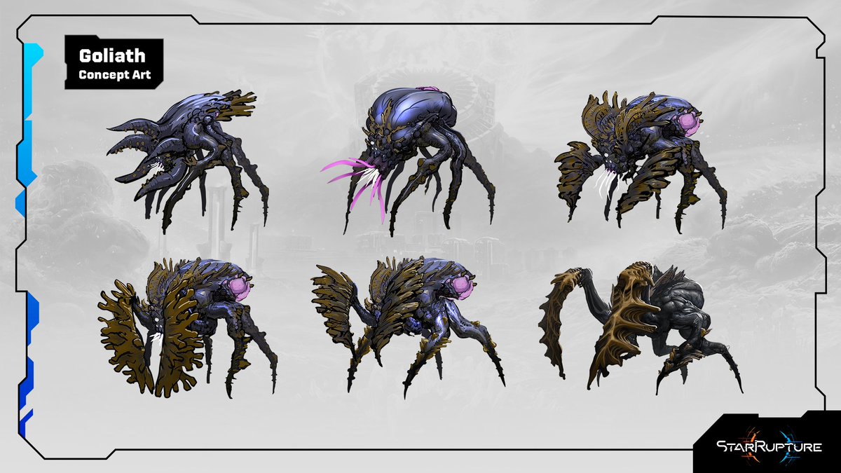 StarRupture's tweet image. It’s National Video Games Day! The perfect excuse to share some StarRupture concept art featuring a few of the ‘not-so-friendly faces’ you’ll encounter on Arcadia‑7!