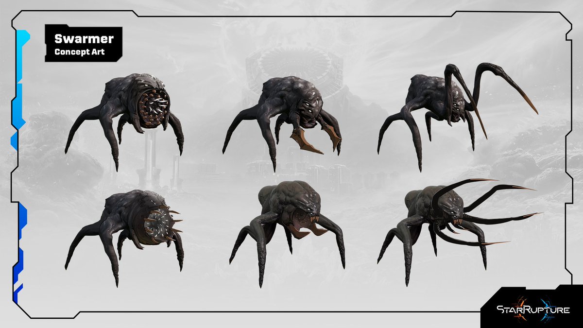 StarRupture's tweet image. It’s National Video Games Day! The perfect excuse to share some StarRupture concept art featuring a few of the ‘not-so-friendly faces’ you’ll encounter on Arcadia‑7!