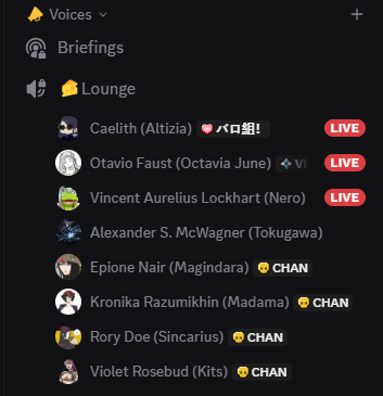 I wonder what these folks are doing on a Tuesday night. Brainrotting more VTM? Talking about anime horse girls? GAMIN?

(glad to see folks making use of the collab server as intended) 

If folks want to join in, let us know! Open to creators and fellow brainrotters~