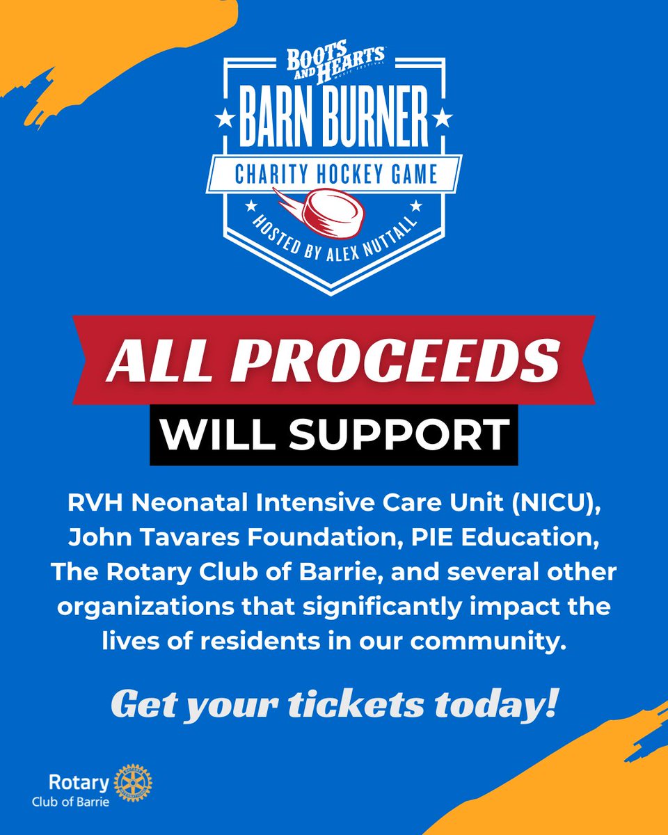 Every dollar raised goes directly to incredible causes like RVH’s Neonatal Intensive Care Unit, PIE Education, the John Tavares Foundation, and the Rotary Club of Barrie.

Pick out your seat now for August 6 at 6 PM!

barrierotary.com/barn-burner?ut…