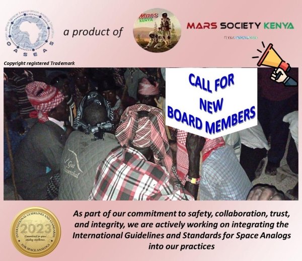 We are seeking #visionary leaders to join our #OASEAS Board and guide this dynamic ecosystem.
We look forward to this revolutionary step.
Join us on the #Road2Mars and help shape the future of space exploration in Africa.

linkedin.com/posts/mars-soc…
