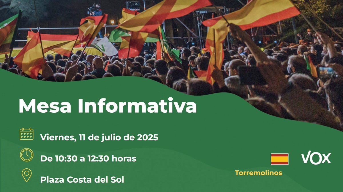 El próximo viernes estaremos nuevamente en las calles de nuestro municipio para escuchar las demandas y propuestas de los vecinos ✍️
Esta vez en la Plaza Costa del Sol