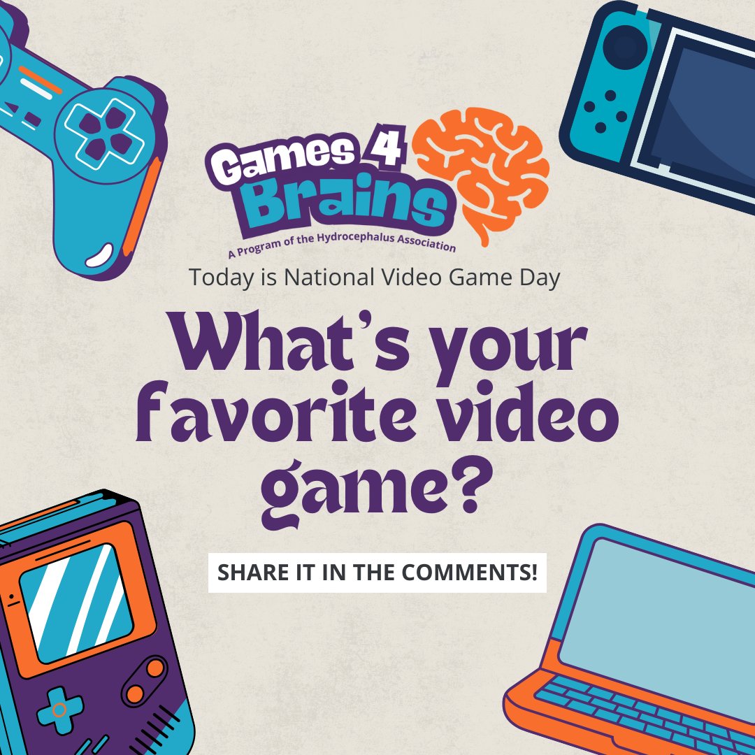 HydroAssoc's tweet image. It’s National Video Game Day! 🎮
We’re celebrating with Games4Brains because gaming can do good!
Check out how you can turn your screen time into support for the hydrocephalus community: hydroassoc.org/games-for-brai…
#Hydrocephalus #GameForGood #VideoGames