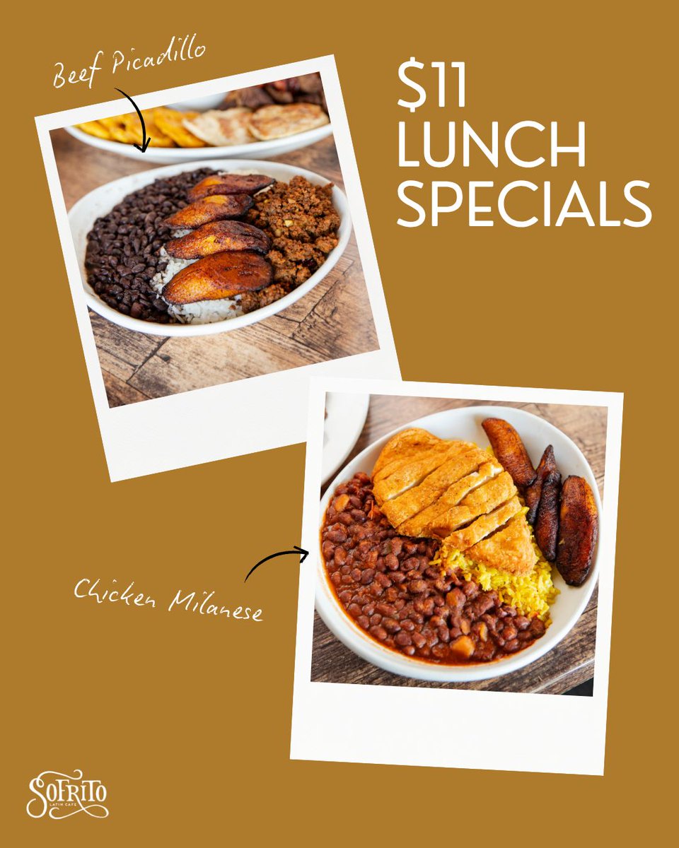 SofritoLatin's tweet image. Need weekday lunch plans? We’ve got you! 🤩

Lunch Specials are served Mon–Thurs, 11–5pm (dine-in or pick-up only!) 🕐🍴

#Lunch #LunchSpecial #QuickBite #OrlandoEats #LOVESOFRITO