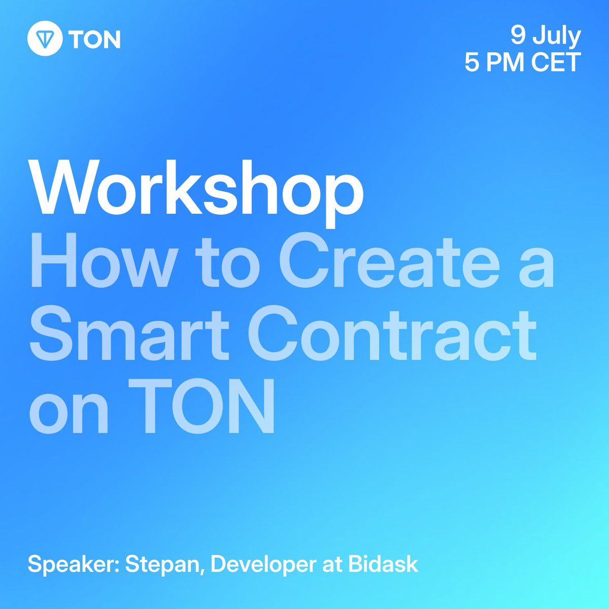 ⚡️ The Open Hack: Workshop — How to Create a Smart Contract on TON

Ready to dive deeper into building on TON Blockchain?
In this session, we’ll walk through the fundamentals of designing and deploying smart contracts — the right way.

📅 Wednesday, July 9
🕔 5 PM CET
📍