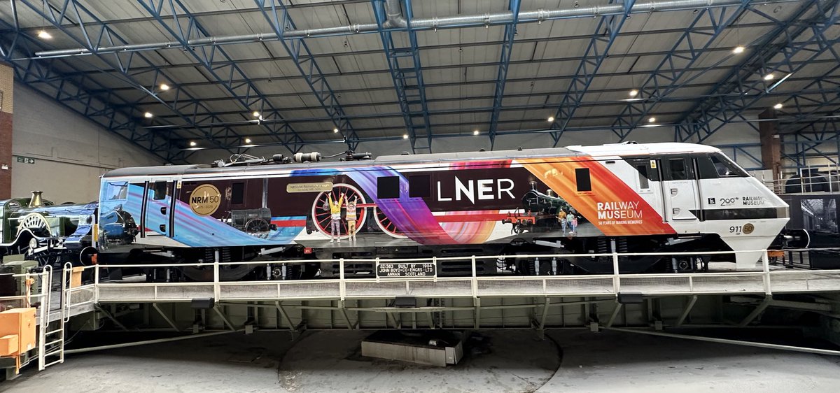 DavidHorne's tweet image. If you are visiting the @RailwayMuseum in York over the next couple of days, look out for our newly-named @LNER locomotive 91150 “National Railway Museum 50 years”! 
It will be going back to the depot later this week then will be in service on our route in a few weeks time.