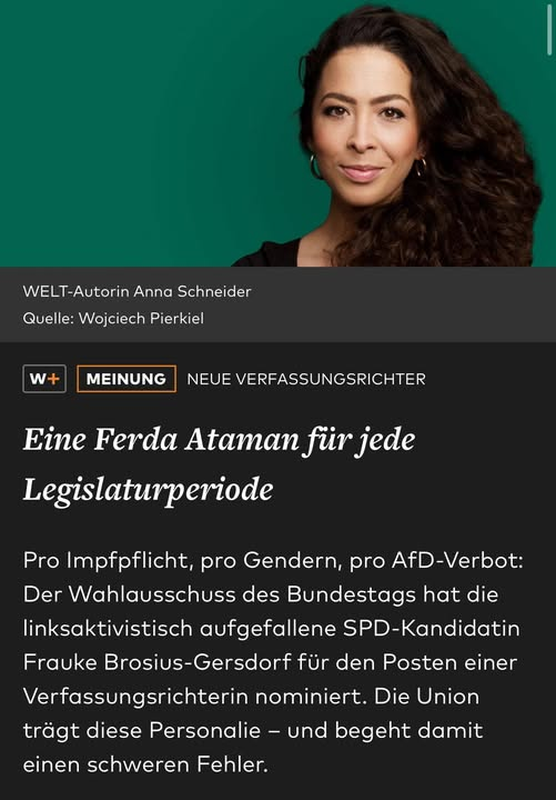 Die Union nominierte nun also tatsächlich eine aktivistische Juristin fürs Verfassungsgericht, man kann das eigentlich nur mehr mit einem maximal ausgeprägten Selbstzerstörungstrieb erklären.