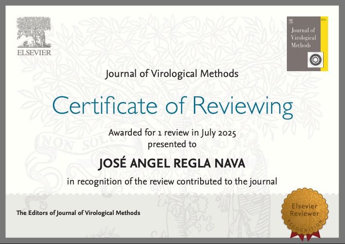 Agradezco a la <a href="/ElsevierConnect/">Elsevier</a> y a la prestigiosa revista de Journal Virological Methods por la invitación constante para actuar como revisor de artículos científicos en el área de la Virología 🦠🧫👨‍🔬 <a href="/OficialCUCS/">CUCS</a> <a href="/udg_oficial/">Universidad de Guadalajara</a> <a href="/saludjalisco/">Secretaría de Salud Jalisco</a>