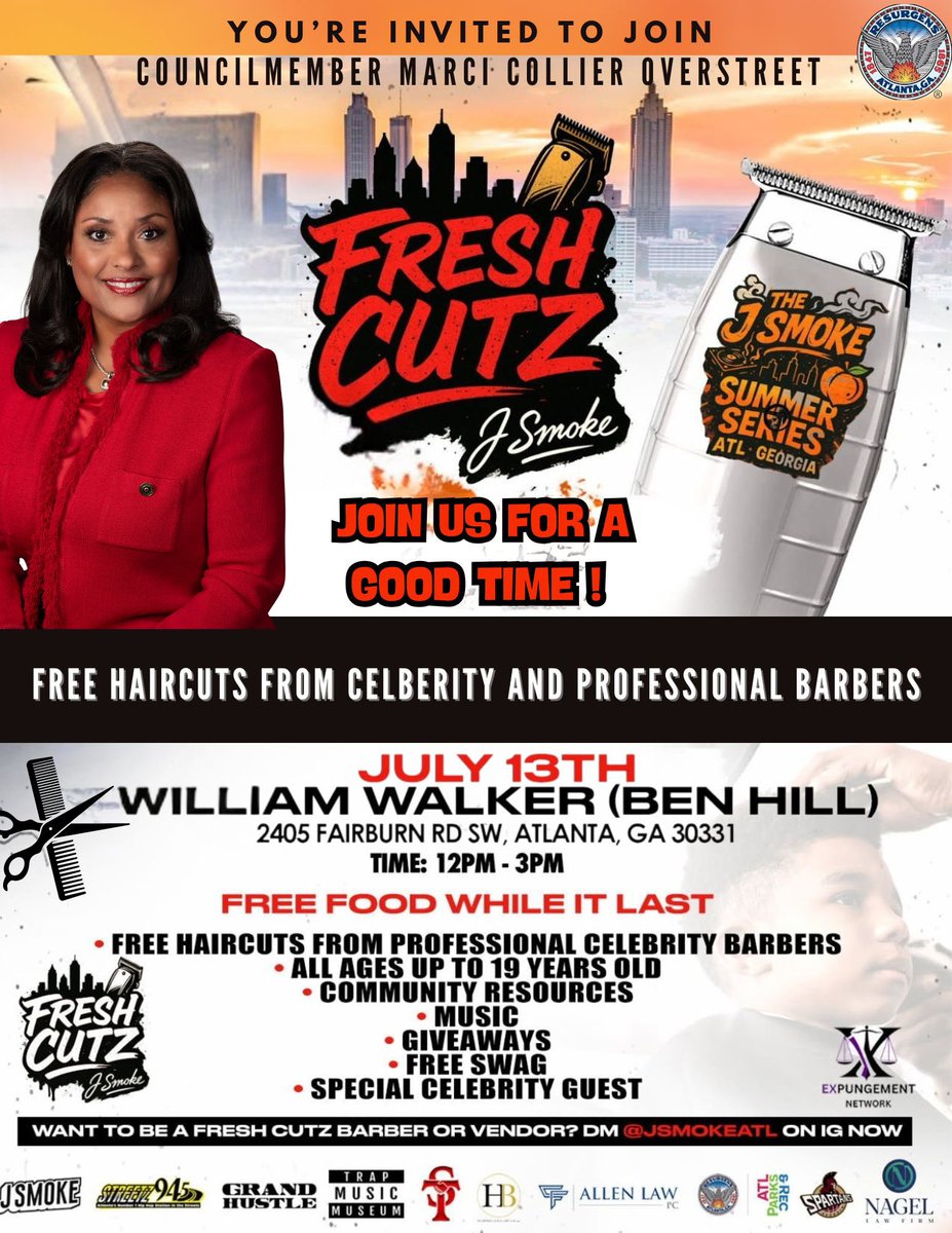 Let’s get fresh, District 11! 
I’m inviting YOU to join me at William Walker Recreation Center on Saturday, July 13 for FREE haircuts from some of the best professional and celebrity barbers in the game!