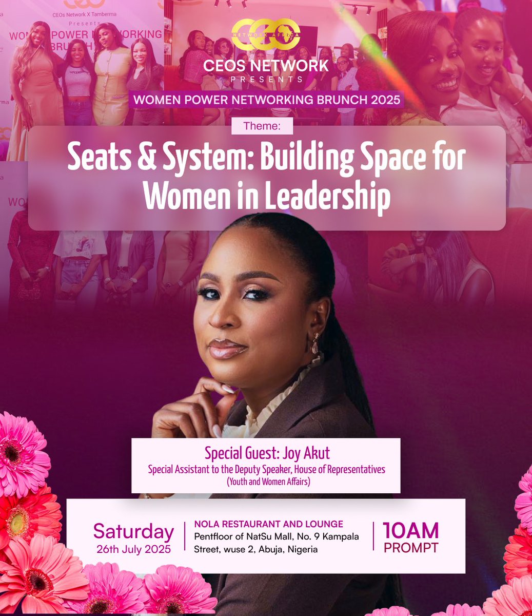 We are honoured to announce our Special Guest for the 2025 Women Power Networking Brunch, Joy Akut!

Tap the link paystack.shop/pay/ceowomenne… to save your seat — we can’t wait to see you there!