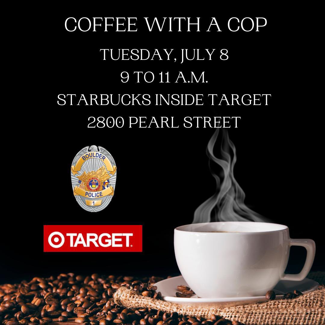 boulderpolice's tweet image. Join us now till 11am for Coffee with a Cop at the Starbucks inside Target at 2800 Pearl!
