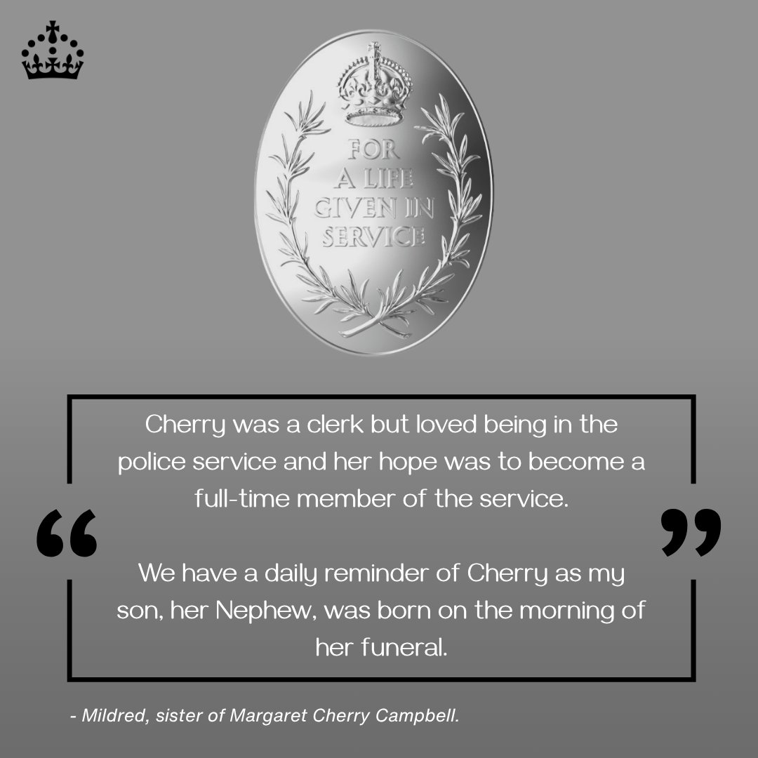 cabinetofficeuk's tweet image. Today, we remember Margaret Cherry Campbell, who tragically lost her life while on duty.
Forty-nine years on, her family has been awarded an Elizabeth Emblem to recognise her dedication to the Police Service as a Reserve Constable.
Learn more: gov.uk/government/new…