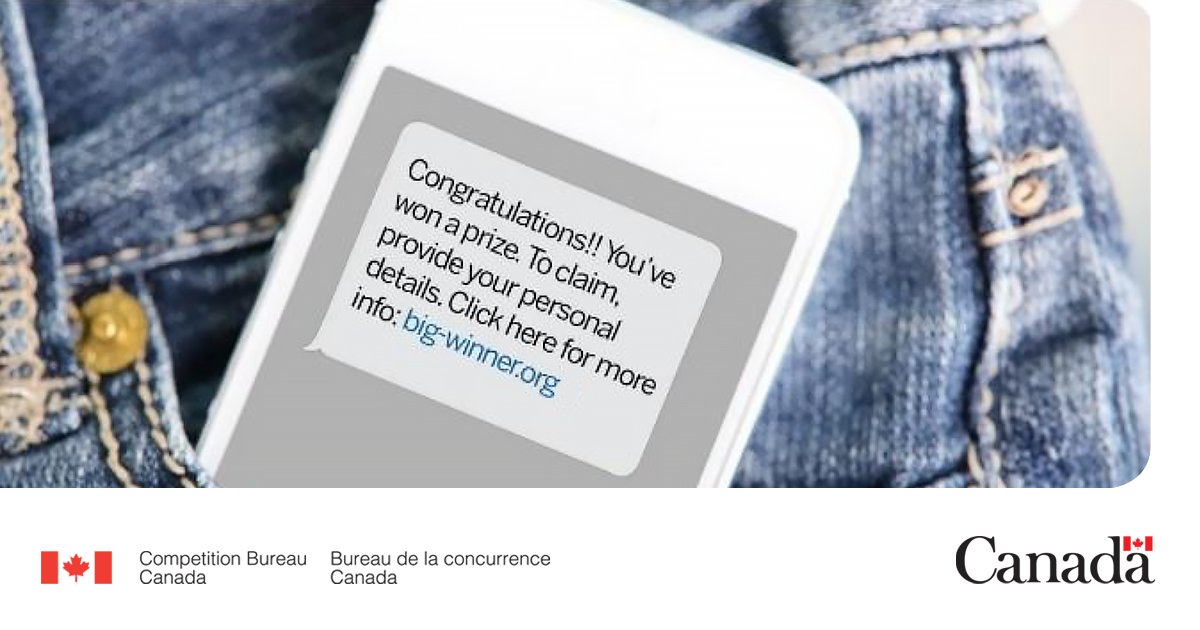 New #ConsumerAlert! Scammers know the easiest way to you is through your text messages. 📱👀

⚠️ Protect yourself: be cautious of unexpected texts and never click on suspicious links.

Read more: canada.ca/en/competition…